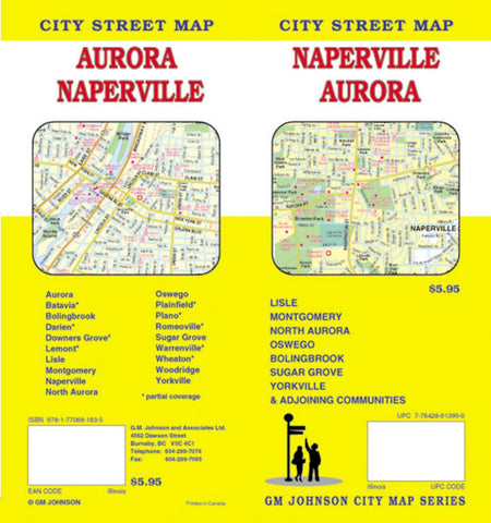 Buy map Naperville and Aurora, Illinois by GM Johnson