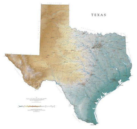 Buy map Texas, Physical, Laminated Wall Map by Raven Maps