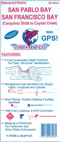 Buy map San Francisco Bay & San Pablo Bay (Carquinez Bridge to Coyote Creek & Golden Gate) Fishing Map