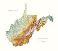 Buy map West Virginia [Physical, 36x40]