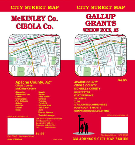 Buy map Gallup : Grants : Window Rock, AZ : city street map = McKinley Co. : Cibola Co. : city street map