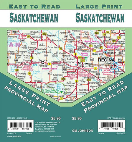 Buy map Saskatchewan large print provincial map