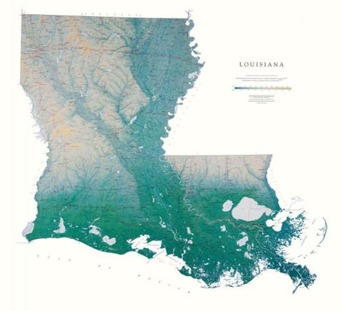 Buy map Louisiana, Physical Wall Map by Raven Maps