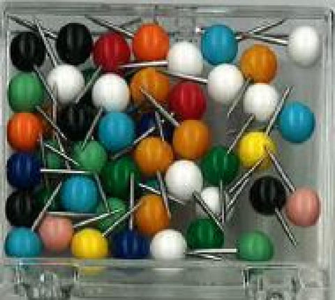 Buy map Box of 50 Large Round-Head Map Tacks, Assorted Colors by Moore Push-Pin Co.