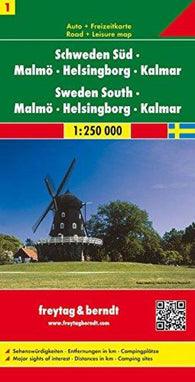 Buy map Sweden, South, Malmo, Helsingborg and Kalmar by Freytag-Berndt und Artaria