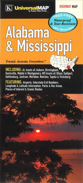 Buy map Alabama and Mississippi Waterproof Map by Kappa Map Group