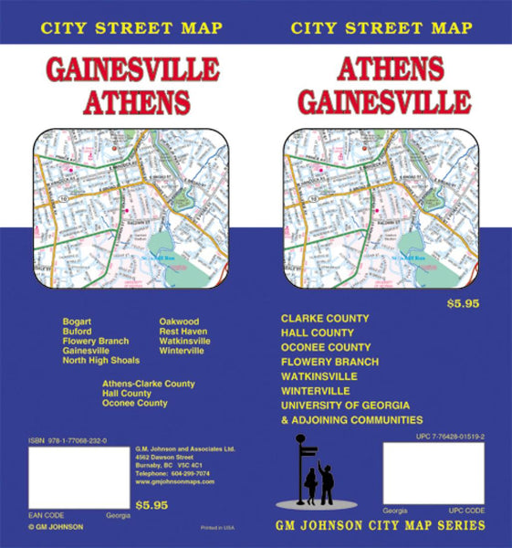 Buy map Athens and Gainesville, Georgia by GM Johnson