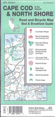 Buy map Cape Cod, The Islands and North Shore, Road and Bicycle Map by Rubel BikeMaps