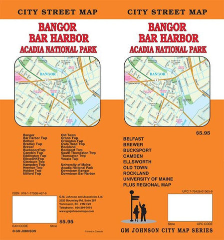 Buy map Bangor, Bar Harbor and Acadia National Park, Maine by GM Johnson