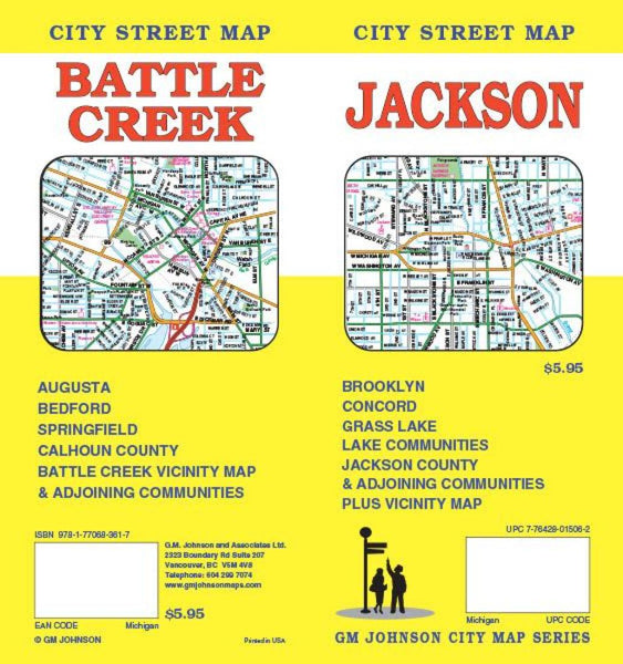 Buy map Battle Creek & Jackson, Michigan, Street Map by GM Johnson