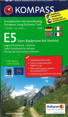 Buy map E5: From Lake Constance to Verona Hiking Map
