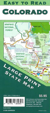 Buy map Colorado State, Large Print + Easy to Read by GM Johnson