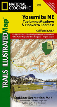 Buy map Yosemite NE, Tuolumne Meadows and Hoover Wilderness, Map 308