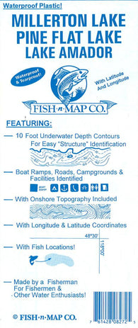 Buy map Millerton Lake, Pine Flat Lake, & Lake Amador Fishing Map