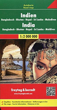 Buy map India, Bangladesh, Bhutan, Nepal, Sri Lanka, Maldives - Road Map by Freytag-Berndt und Artaria