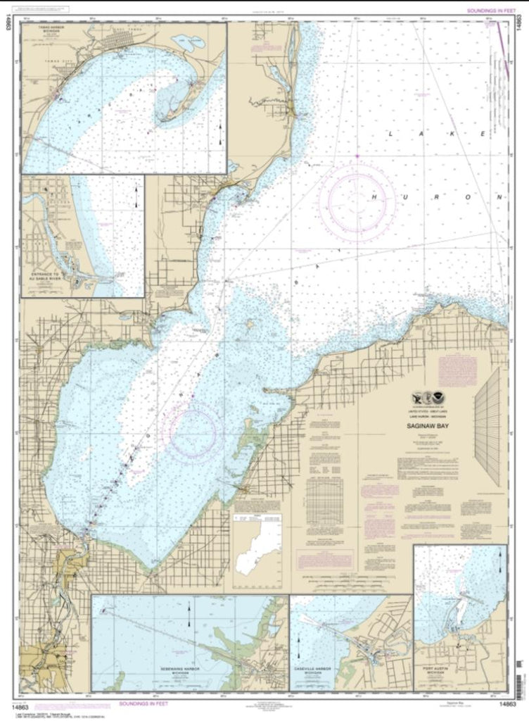 Buy map: Saginaw Bay; Port Austin Harbor; Caseville Harbor; Entrance ...