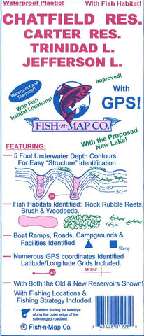 Buy map Chatfield, Carter Reservoir, Jefferson, South Platte River Fishing Map