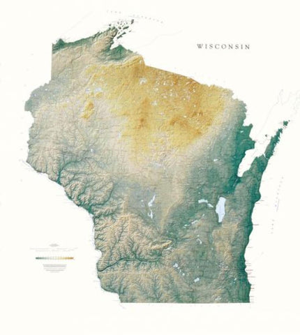 Buy map Wisconsin, Physical, Laminated Wall Map by Raven Maps