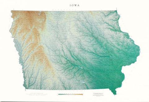 Buy map Iowa, Physical, Laminated Wall Map by Raven Maps