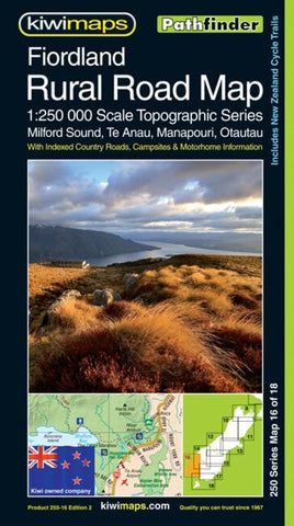 Buy map Fiordland Rural Roads, New Zealand, Topographic Map by Kiwi Maps