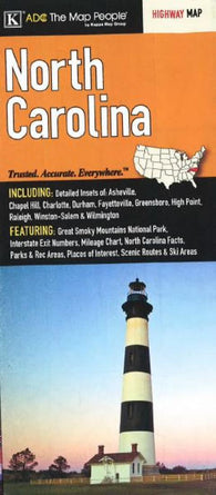 Buy map North Carolina, large print by Kappa Map Group