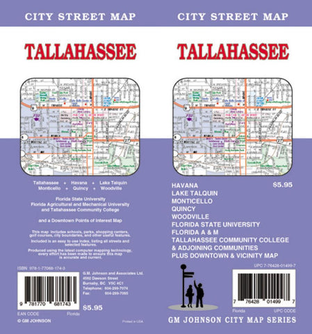 Buy map Tallahassee, Florida by GM Johnson