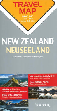Buy map New Zealand, Auckland, Christchurch, Wellington : travel map = Neuseeland = Nueva Zelanda = Nuova Zelanda