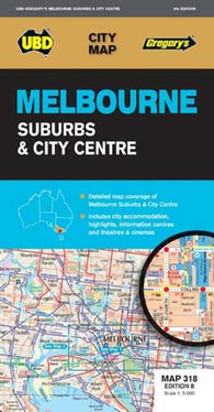 Buy map Melbourne, Australia Suburbs and City Center