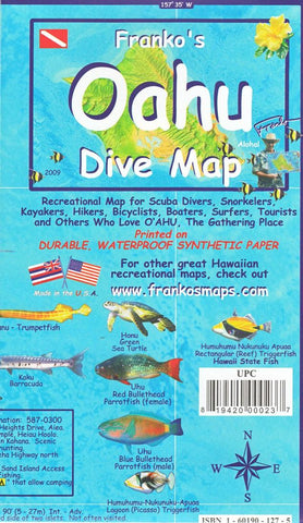 Buy map Oahu, Hawaii, Diving/Hiking/ Biking/Tourist by Frankos Maps Ltd.