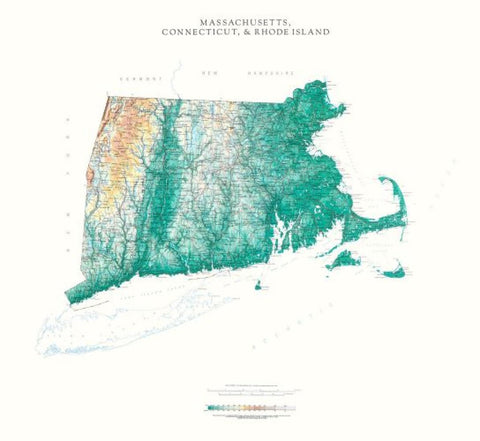 Buy map Massachusetts, Connecticut and Rhode Island, Laminated Wall Map by Raven Maps