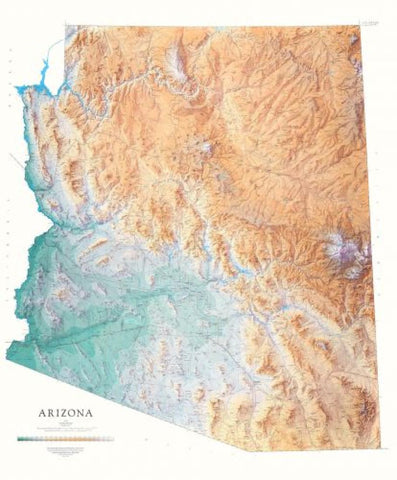 Buy map Arizona, Physical, Laminated Wall Map by Raven Maps