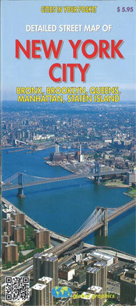 Buy map New York City, detailed streets of Bronx, Brooklyn, Queens, Manhattan, Staten Island by Global Graphics