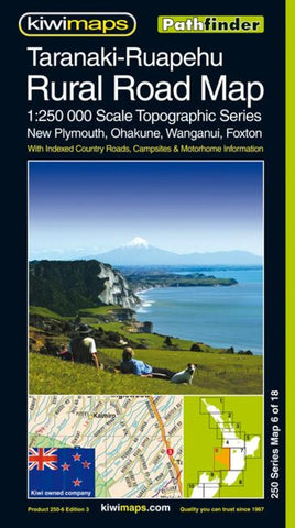Buy map Taranaki-Ruapehu Rural Roads, New Zealand, Topographic Map by Kiwi Maps