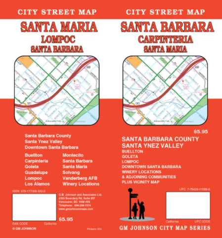Buy map Santa Barbara, Carpinteria and Santa Maria, California by GM Johnson