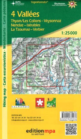 Buy map 4 Valleys, Switzerland, Topographical Map of Hiking Trails by Edition MPA by Orell Fussli