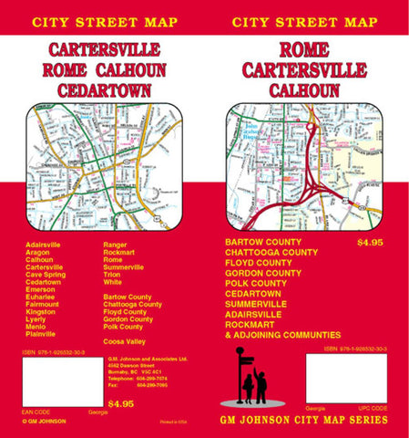 Buy map Rome, Cartersville and Calhoun, Georgia by GM Johnson